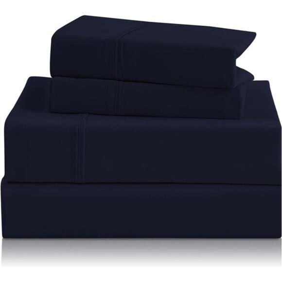 Full Size Sheet Set - 4 Piece Silky Soft Breathable Bed Sheet & Pillowcase Set - Picture 1 of 8
